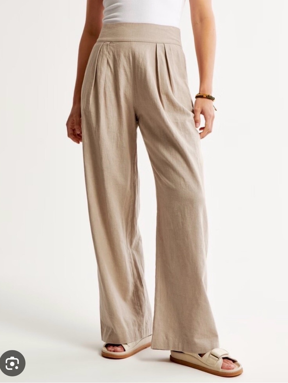 NWT Abercrombie and Fitch Linen Blend Ultra Wide Leg Pant Brown Tan XL